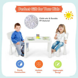 Costway 3 Pcs Kids Table And Chair Set Toddler Activity Center Children Writing Desk - thumbnail 6