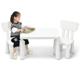 Costway 3 Pcs Kids Table And Chair Set Toddler Activity Center Children Writing Desk