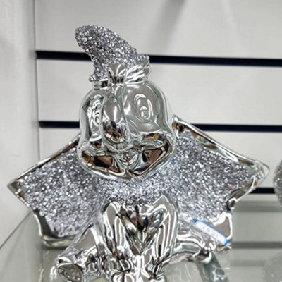 Biznest Crushed Diamond Silver Crystal Dumbo Character Beautiful Gift Shiny Gift Angel Baby Elephant Decoration Ornament