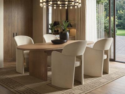 Solace+Co Varm And Estella Oak Extendable Dining Table With Velvet Chairs, Table And 4 Chairs, Beige - image 1