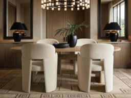 Solace+Co Varm And Estella Oak Extendable Dining Table With Velvet Chairs, Table And 4 Chairs, Beige - thumbnail 2