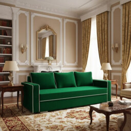 Beno Sofa Bed With Storage Compartment Laminated Board Chipboard Bonell Springs Wooden Legs 230X92X91Cm Green - thumbnail 2