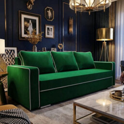 Beno Sofa Bed With Storage Compartment Laminated Board Chipboard Bonell Springs Wooden Legs 230X92X91Cm Green - thumbnail 1