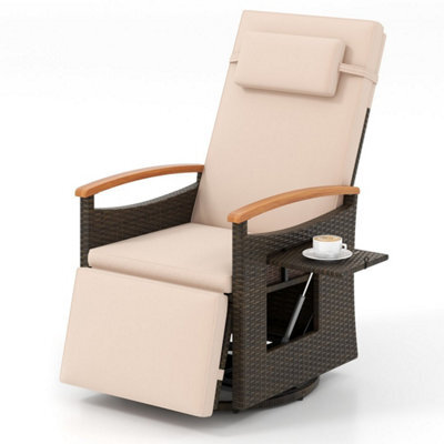 360 Degree Swivel Garden Recliner Chair Patio Rattan Reclining Armchair - image 1