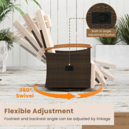 360 Degree Swivel Garden Recliner Chair Patio Rattan Reclining Armchair - thumbnail 4