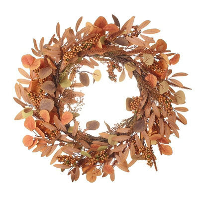 Heaven Sends Halloween Autumnal Foliage Decorative Wreath 45Cm - Artificial Orange Foliage For Door, Wall Or Mantel
