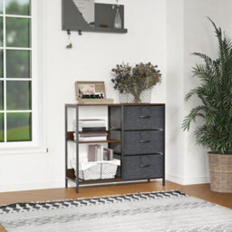 Homcom Chest Dresser Tower With 3 Drawers Storage Cabinet Organizer, Black - thumbnail 1