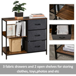 Homcom Chest Dresser Tower With 3 Drawers Storage Cabinet Organizer, Black - thumbnail 6