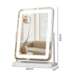 Emitto Hollywood Mirror Vanity Makeup Mirror With Light Rotation Tabletop - thumbnail 4
