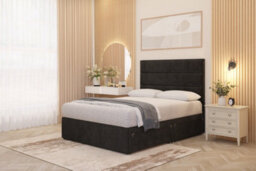 Somnior Beds Somnior Chambery Black Plush Hybrid Pocket Sprung Orthopaedic Divan Bed Set With Upholstered Headboard - thumbnail 4