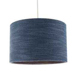Happy Homewares Designer Bobbled And Textured Linen Lamp Shade In Navy Midnight Blue - thumbnail 2