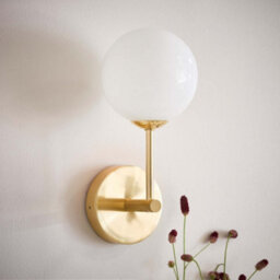 Anson Lighting Fresco Satin Brushed Gold With Gloss Opal Glass Shades Trendy 1 Light Wall Light - thumbnail 5