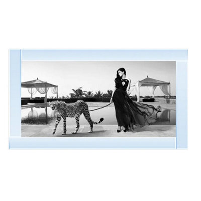 Biznest Woman With Cheetah Glitter Liquid Wall Art
