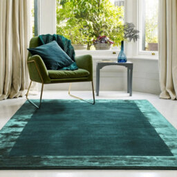 Aqua Blue Bordered Handmade Modern Easy To Clean Rug For Dining Room Bed Room And Living Room-160Cm X 230Cm