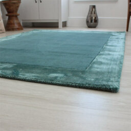 Aqua Blue Bordered Handmade Modern Easy To Clean Rug For Dining Room Bed Room And Living Room-160Cm X 230Cm - thumbnail 4