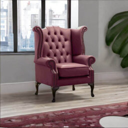 Chesterfield High Back Wing Chair Shelly Philly Leather Bespoke In Queen Anne Style - thumbnail 2