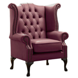 Chesterfield High Back Wing Chair Shelly Philly Leather Bespoke In Queen Anne Style - thumbnail 1