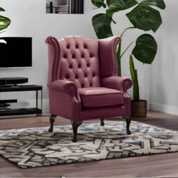 Chesterfield High Back Wing Chair Shelly Philly Leather Bespoke In Queen Anne Style - thumbnail 3
