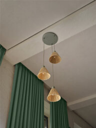 Osram Decor Raffia Pendant Plate Ceiling Light 3Xe27 Green Max 3X15W Led Modern - thumbnail 4