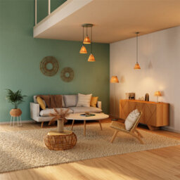 Osram Decor Raffia Pendant Plate Ceiling Light 3Xe27 Green Max 3X15W Led Modern - thumbnail 8