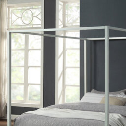 SlumberWorx Ashwell Modern 4 Poster White King Size Metal Bed Frame - thumbnail 5