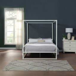 SlumberWorx Ashwell Modern 4 Poster White King Size Metal Bed Frame - thumbnail 2
