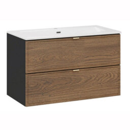Heze Furniture Talia Casella Bathroom Cabinet Vanity 80 Cm With Basin - Casella Oak - thumbnail 1