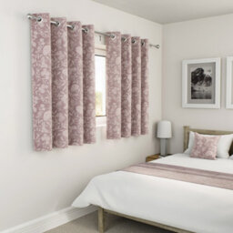 Enhanced Living Cuba Floral Trail Print Suede Pink Thermal Blackout Eyelet Curtains (Pair) - 90 X 90 Inch (229 X 229Cm) - thumbnail 3