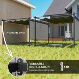 Outsunny 3 X 4M Metal Pergola With Retractable Roof And Roller Shade, Grey - thumbnail 6