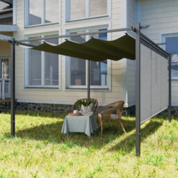 Outsunny 3 X 4M Metal Pergola With Retractable Roof And Roller Shade, Grey - thumbnail 9