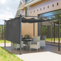 Outsunny 3 X 4M Metal Pergola With Retractable Roof And Roller Shade, Grey - thumbnail 8