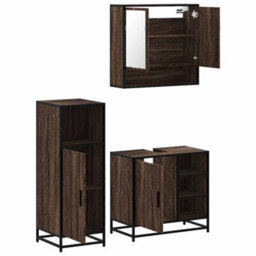 Berkfield 3 Piece Bathroom Furniture Set Brown Oak Engineered Wood - thumbnail 6