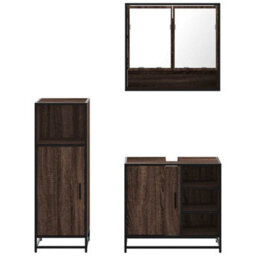 Berkfield 3 Piece Bathroom Furniture Set Brown Oak Engineered Wood - thumbnail 5