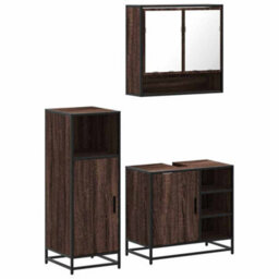 Berkfield 3 Piece Bathroom Furniture Set Brown Oak Engineered Wood - thumbnail 2