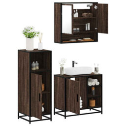 Berkfield 3 Piece Bathroom Furniture Set Brown Oak Engineered Wood