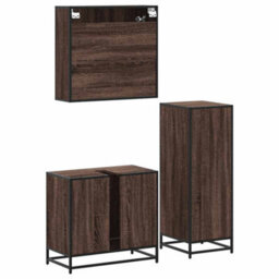 Berkfield 3 Piece Bathroom Furniture Set Brown Oak Engineered Wood - thumbnail 8