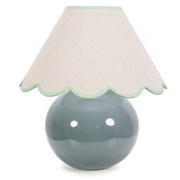 Valuelights Bosco Eucalyptus Ceramic Table Lamp With Green Trim Scallop Shade And Bulb - thumbnail 2
