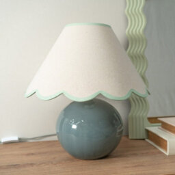 Valuelights Bosco Eucalyptus Ceramic Table Lamp With Green Trim Scallop Shade And Bulb - thumbnail 5