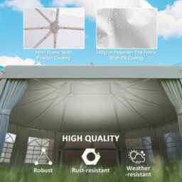 Outsunny 10 Sides Heavy Duty Tent Gazebo Outdoor Party Wedding Event Marquee - thumbnail 6