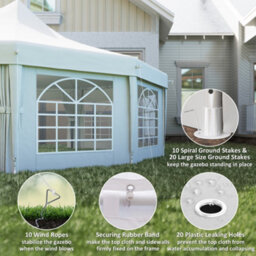 Outsunny 10 Sides Heavy Duty Tent Gazebo Outdoor Party Wedding Event Marquee - thumbnail 4