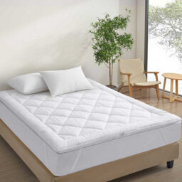 Easylife Firm Mattress Topper Double Bed, Cooling Anti-Bacterial Cover, Machine Washable, Double Size 135X190Cmx9Cm, White - thumbnail 1