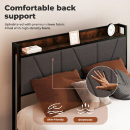 Levede Heavy Duty Double Bed Frame Metal Platform Storage Headboard 4.4Ft - thumbnail 8