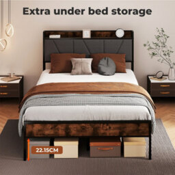 Levede Heavy Duty Double Bed Frame Metal Platform Storage Headboard 4.4Ft - thumbnail 5