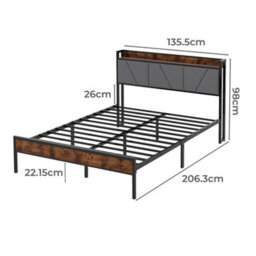 Levede Heavy Duty Double Bed Frame Metal Platform Storage Headboard 4.4Ft - thumbnail 4