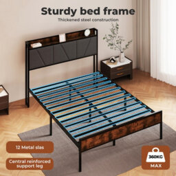 Levede Heavy Duty Double Bed Frame Metal Platform Storage Headboard 4.4Ft - thumbnail 7