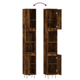 Berkfield Bathroom Cabinet Smoked Oak 30X30X190 Cm Engineered Wood - thumbnail 9