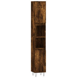 Berkfield Bathroom Cabinet Smoked Oak 30X30X190 Cm Engineered Wood - thumbnail 2