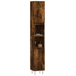 Berkfield Bathroom Cabinet Smoked Oak 30X30X190 Cm Engineered Wood - thumbnail 3