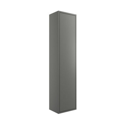 Grasmere Tall Matt Grey Single Wall-Mounted Bathroom Cabinet (H)129.5Cm (W)30Cm - image 1