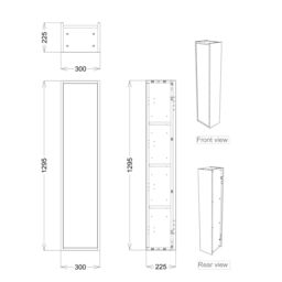 Grasmere Tall Matt Grey Single Wall-Mounted Bathroom Cabinet (H)129.5Cm (W)30Cm - thumbnail 3